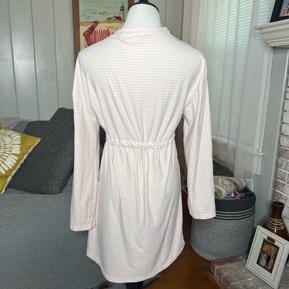 Be Yourself sleepwear pink white striped open front tie robe - Picture 3 of 5